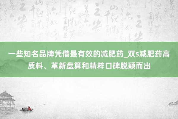 一些知名品牌凭借最有效的减肥药_双s减肥药高质料、革新盘算和精粹口碑脱颖而出